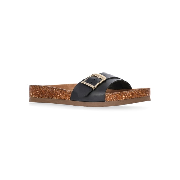 Time and Tru Women's One Buckle Footbed Slide Sandals