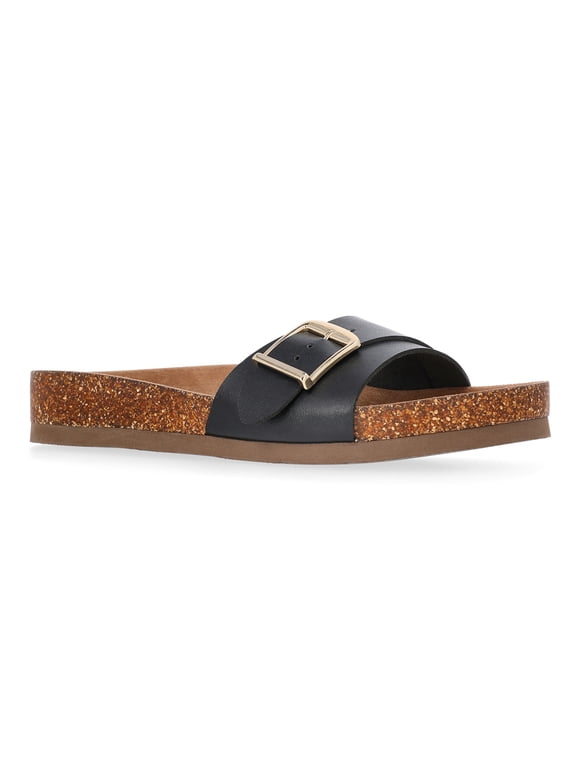 Women's One Buckle Footbed Slide Sandals