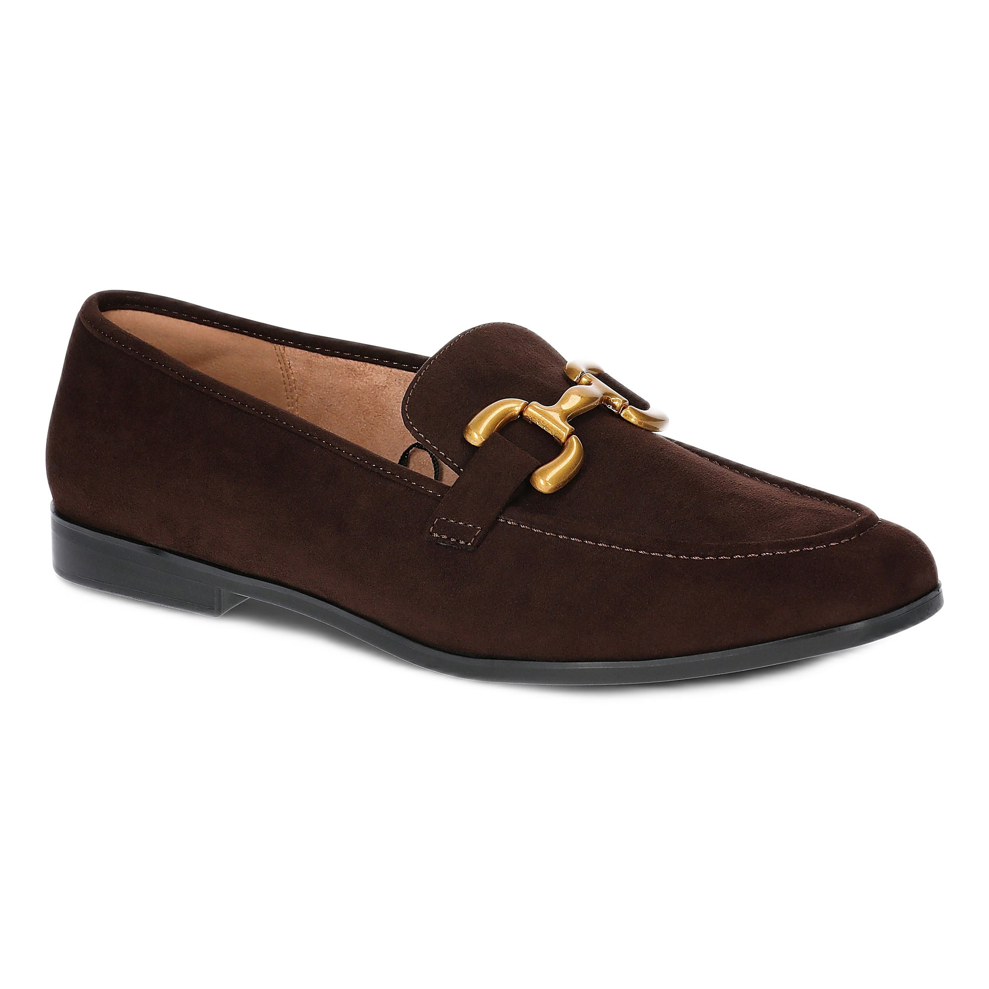Time and Tru Women's Faux Leather Buckle Loafers