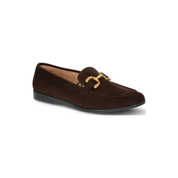 Time and Tru Women's Faux Leather Loafers with Buckles