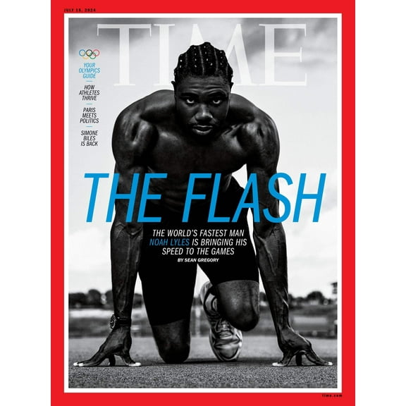 TIME Magazine - 07.15.24 Edition: Your 2024 Olympic Guide, The World's Fastest Man Noah Lyles, Paris Meets Politics, Simone Biles Is Back, Katie Ledecky, Team USA Uniforms, How Athletes Thrive More!