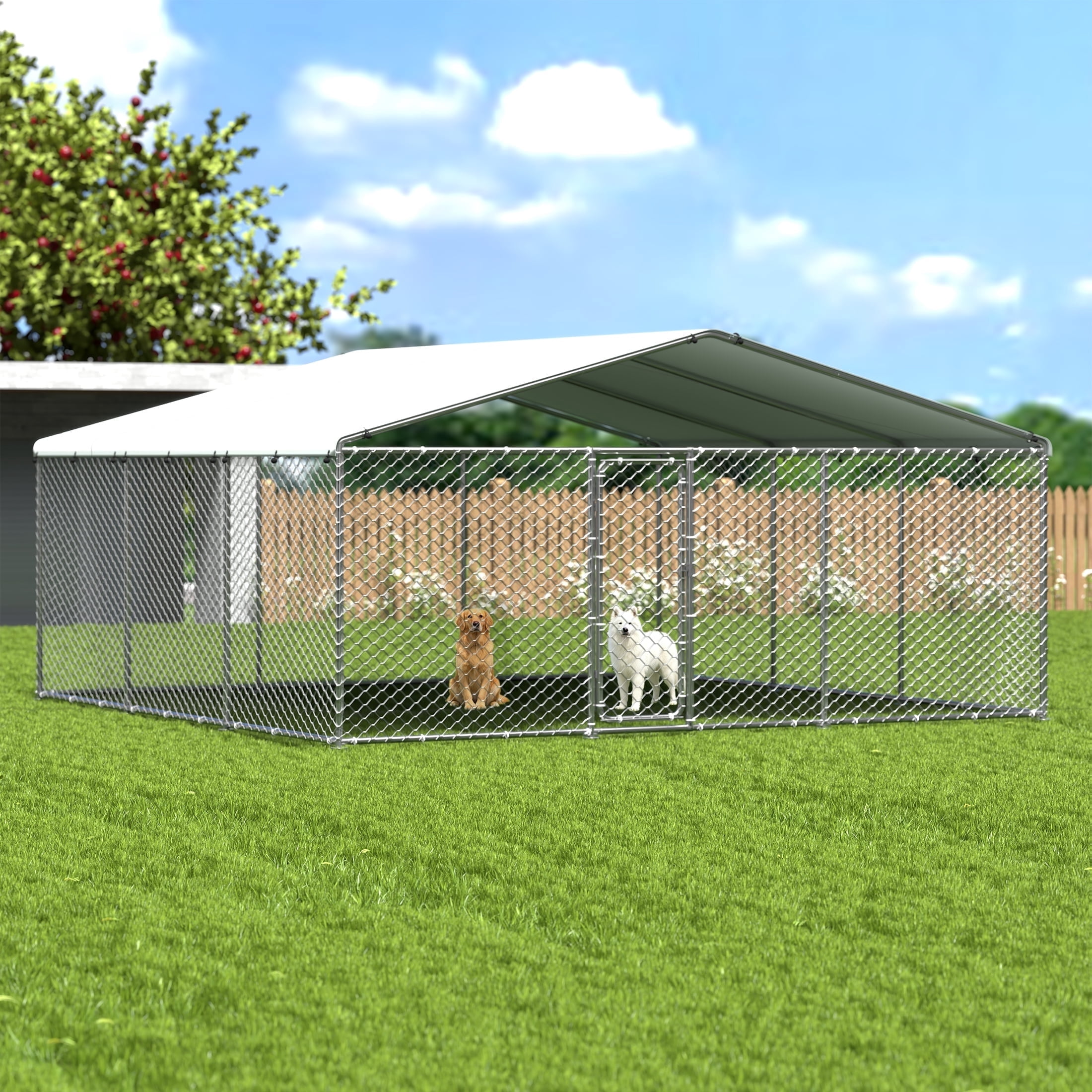 View of TIME RAY 15 x15 ft Outdoor Large Dog Kennel for Outside,Outdoor Heavy ...