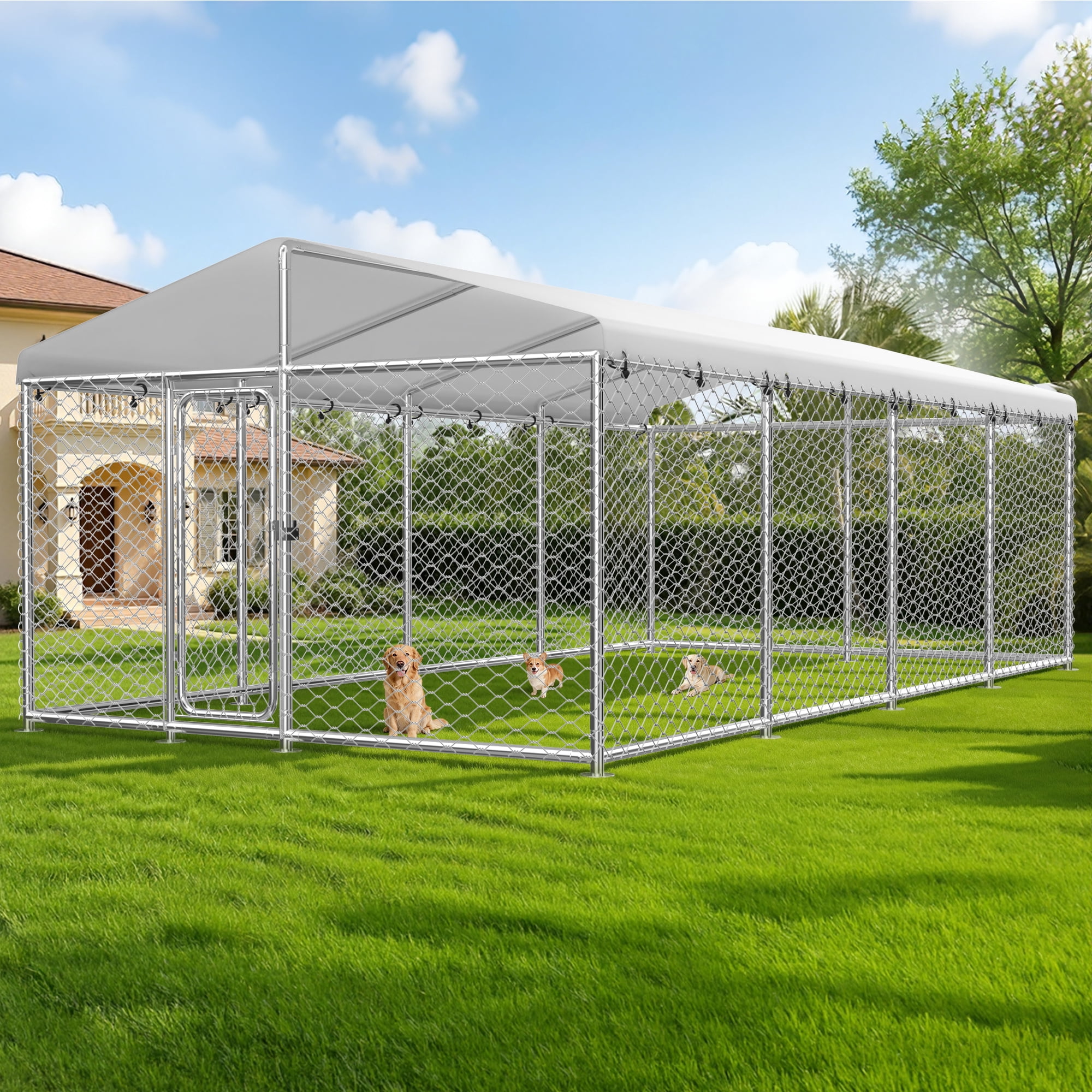 TIME RAY 20x10 ft Large Outdoor Dog Kennel for Outside,Heavy Duty Dog ...
