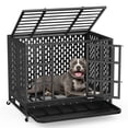 thumbnail image 1 of TIME RAY 38" Heavy Duty Dog Crate,Large Metal Escape Proof Dog Cage Kennel,Indestructible high Anxiety Dog Crate for Outdoor and Indoor with Lock, Double Door & Removable Tray, 1 of 10