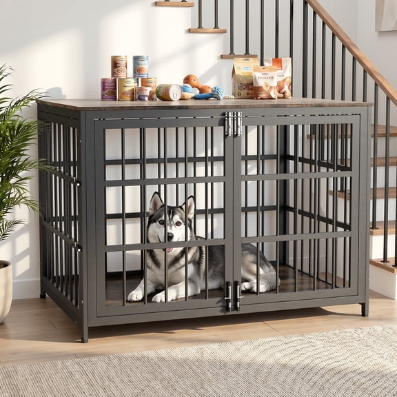 TIME RAY 42 inch Dog Crate Furniture,Wood Dog Kennel for Medium Dogs and Dog Kennel Indoor for Home Use,Antique Black
