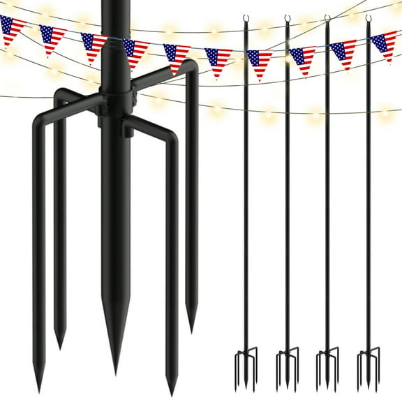 TIME RAY 4Pack 9FT String Light Poles for Outside,Electrophoresis Design Waterproof and Rustproof,for Outdoor String Lights Garden,Patio,Wedding,Backyard,Deck,Party