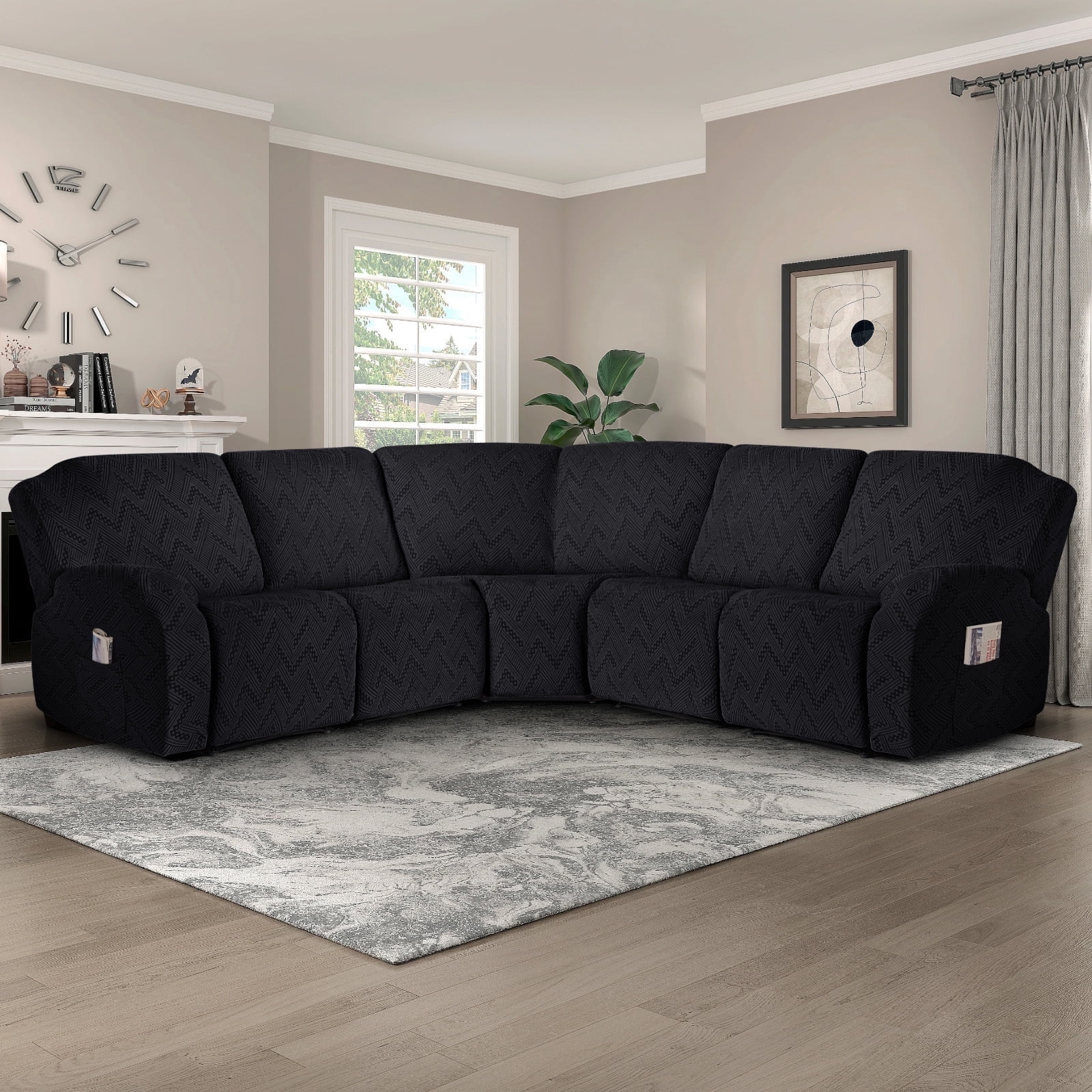 Timeles 5 Seat Recliner Sofa Covers Stretch L Shape Sectional Couch ...