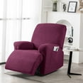 thumbnail image 1 of Timeles Recliner Chair Covers, Stretch Reclining Cover, Recliner Sofa Slipcovers Stripe Jacquard Recliner Couch Covers Furniture Protector Covers for Pet Kid (1 Seater, Burgundy), 1 of 7