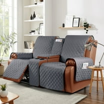 Timeles Waterproof Loveseat Recliner Cover with Console, Non-Slip Reclining Couch Covers for 2 Seat Recliner Sofa Cover Furniture Protector with Elastic Straps for Kids, Pets (Dark Gray)