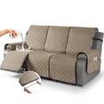 thumbnail image 1 of Timeles Waterproof Recliner Sofa Covers, Recliner Couch Covers with Leg Straps, Reversible Recliner Covers for 3 Seat Reclining Chair, Washable Sofa Protector for Pets Kids (Khaki), 1 of 9