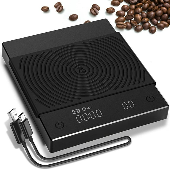 TIMEMORE Coffee Scale with Timer, Digital Coffee Scale with 0.1g Precise Graduation, Pour Over Drip Espresso Scale with Auto Timing Function, 2000 Grams, Black Mirror Plus, Black