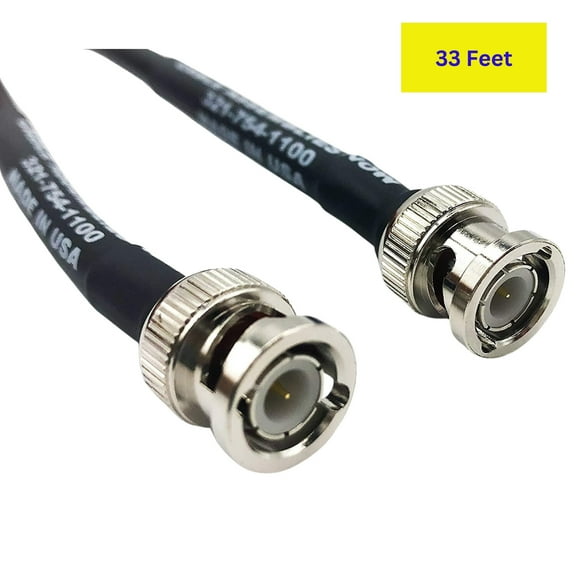 TIMES MICROWAVE 33 Feet LMR240 Coax Cable with BNC Male to BNC Male Coaxial Cable Connectors for Flexible Heavy Duty Outdoor Ultra Low Loss Home and Commercial Signal Booster Installations