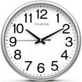 thumbnail image 1 of TIMESS 13" Silent Wall Clock with Silver Frame, Modern Style, Large Display, Non-Ticking Design, 1 of 7