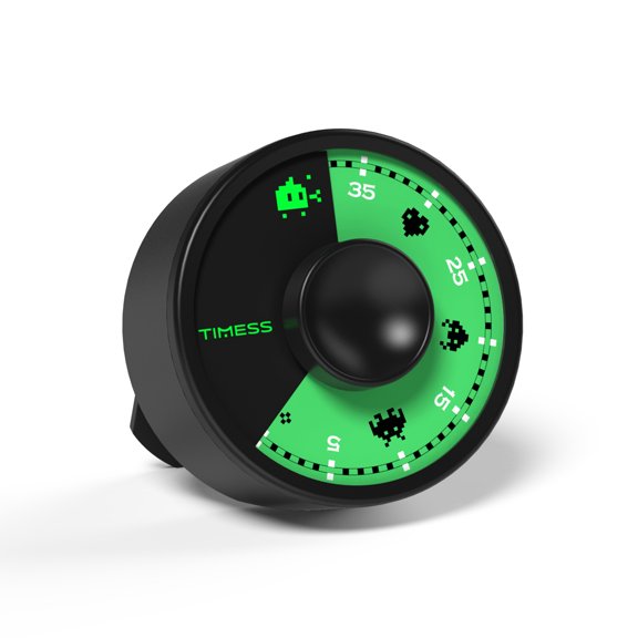 TIMESS 60-Minute Visual Timer for Kids and Teens, Gaming and Screen Time Timer, Black and Green Pixel Design