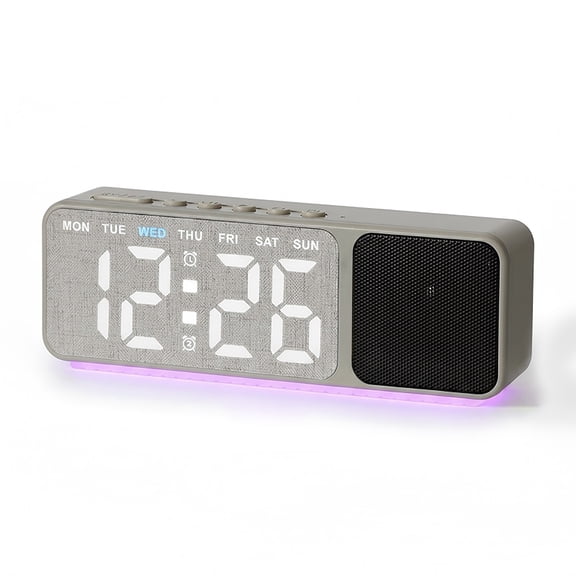 TIMESS Bluetooth Speaker Alarm Clock with RGB Light, Linen Hue