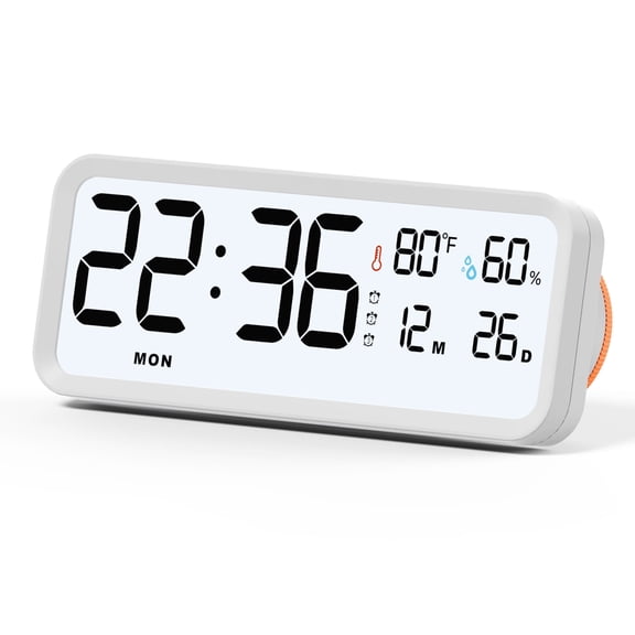 TIMESS Digital Alarm Clock, Battery Operated, LCD Display with Date, Snooze Function, for Bedroom or Desk (Orange)