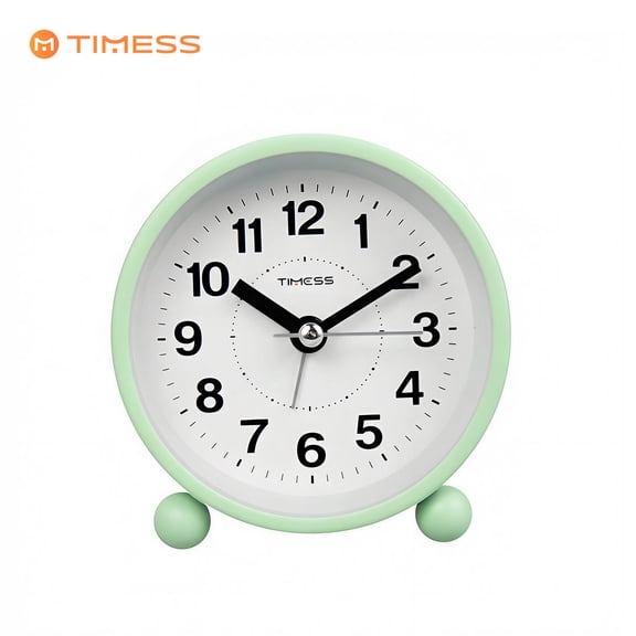 TIMESS Silent Alarm Clock with Backlight, Large Number Display, Modern Bubble Bedside Green Clock