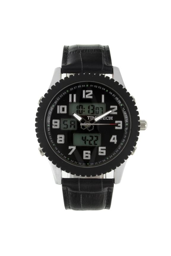 Men's Alarm Sport Watch Analog Digital Metal Case Black Strap
