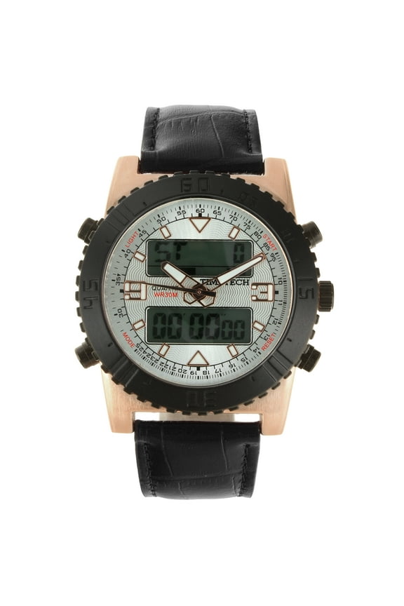 Men's Analog/Digital Multi-Function Weekend Sport Watch with Leather Wrist Band
