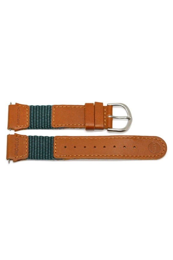 19MM BROWN GREEN NYLON LEATHER INDIGLO EXPEDITION INDIGLO WATCH BAND STRAP