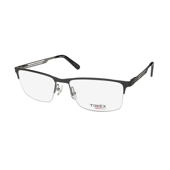 TIMEX 2:14 PM STAINLESS STEEL HALF-RIMLESS USA DESIGNER EYEGLASS FRAME/GLASSES