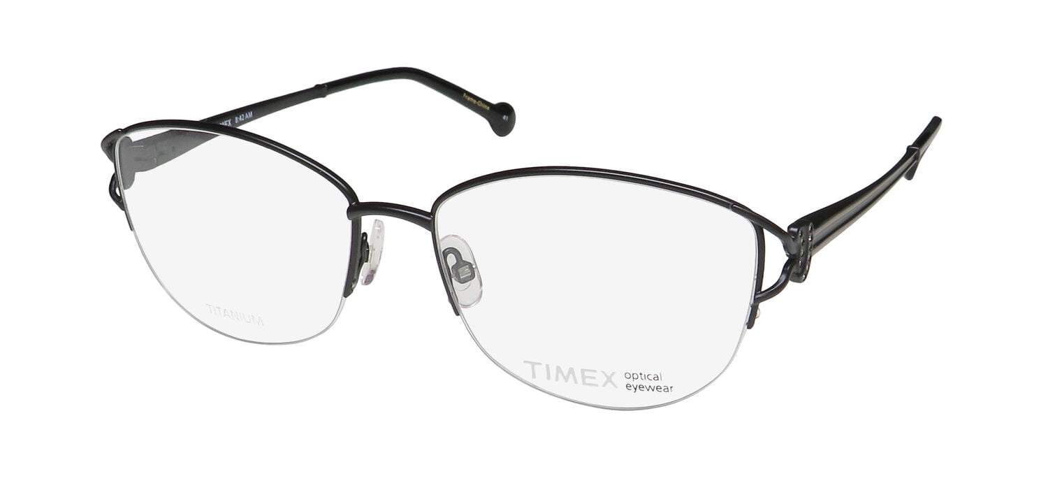 TIMEX 8:42 AM TITANIUM HALF-RIMLESS LIGHT WEIGHT ADULTS EYEGLASS FRAME ...