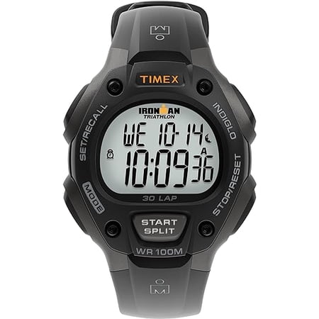 TIMEX Men's IRONMAN Classic 30 Black/Gray 38mm Sport Watch, Resin Strap