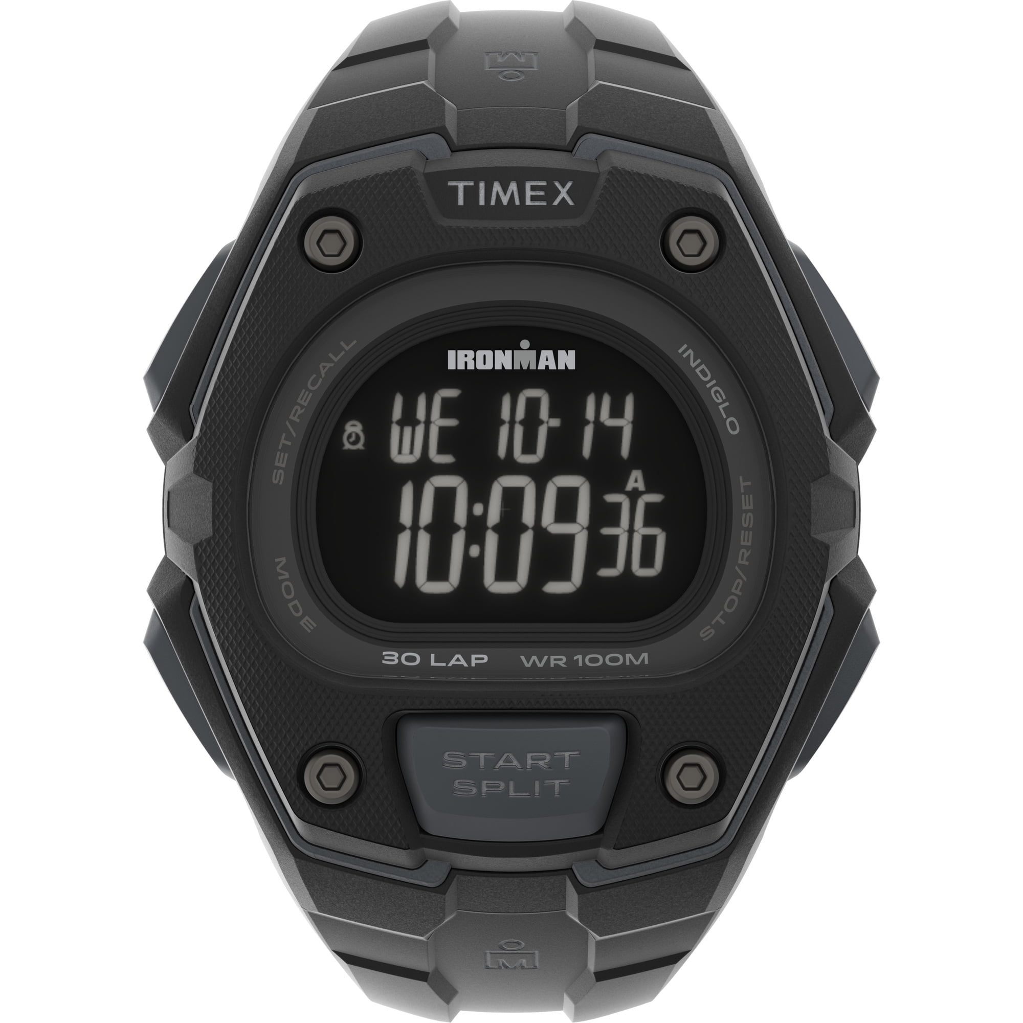 TIMEX Men's IRONMAN Classic 30 Oversized 45mm Watch – Black Case Negative  Display with Black Resin Strap