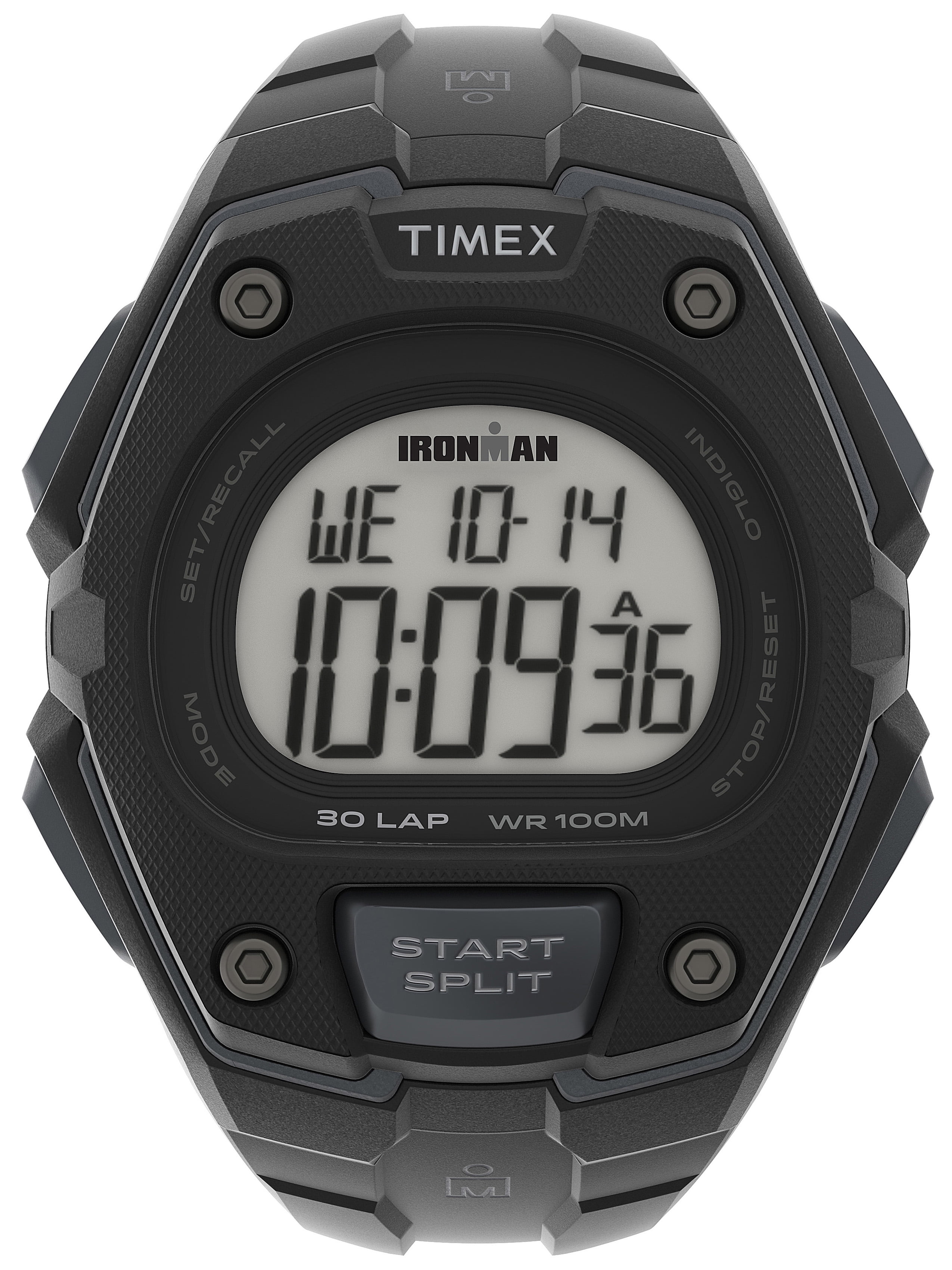 TIMEX Men's IRONMAN Classic 30 Oversized 45mm Watch Black Case \u0026 Top Ring with Black Resin Strap