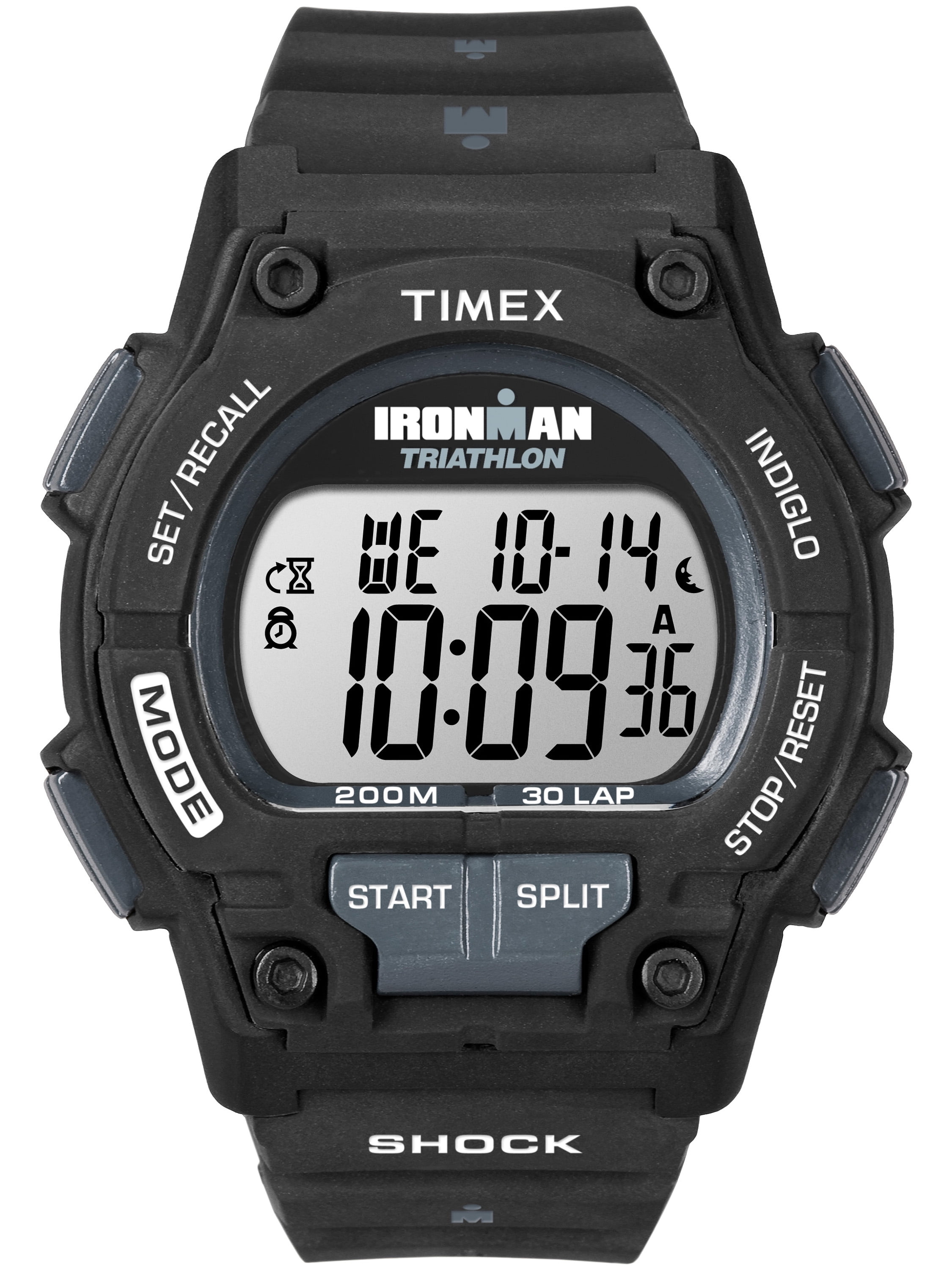 TIMEX Men's IRONMAN Endure 30 Shock Black 42mm Sport Watch, Resin Strap ...
