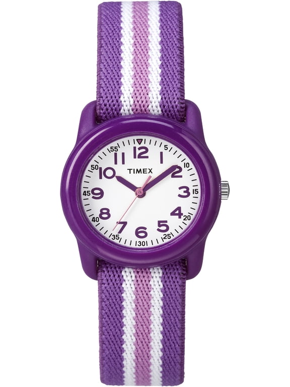 TIME MACHINES® 29mm Purple Stripe Elastic Fabric Kids Watch
