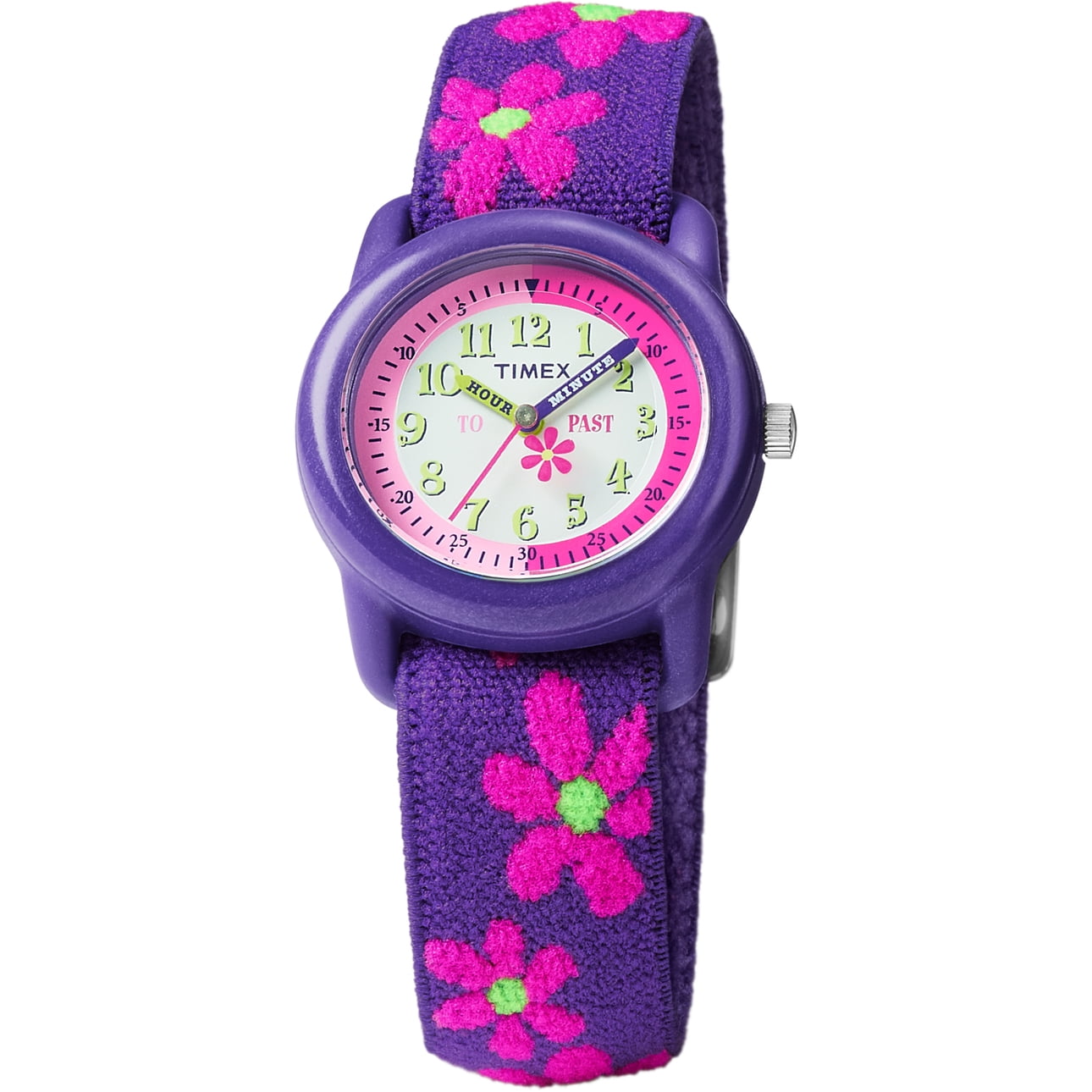 TIMEX TIME MACHINES® 29mm Purple Stripe Elastic Fabric Kids Watch