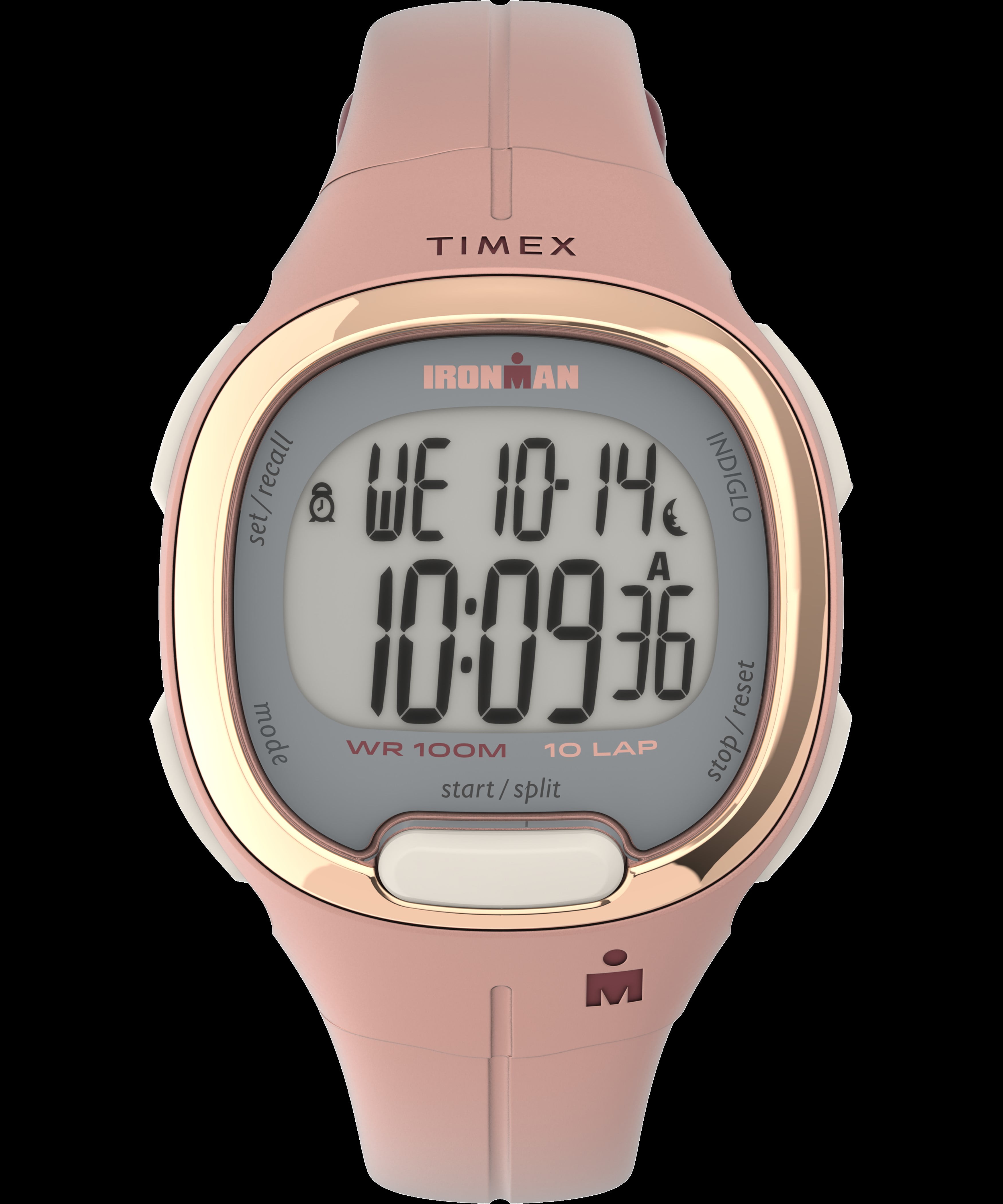 TIMEX Women s IRONMAN Transit 33mm Resin Strap Watch Rose Gold Top Ring Pink Resin Strap