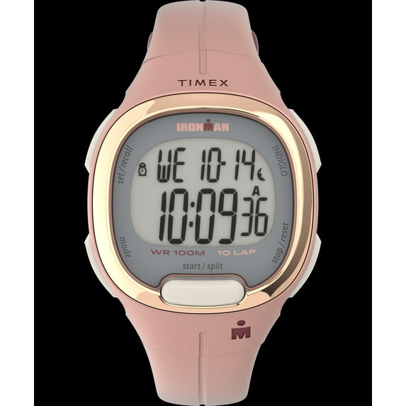 TIMEX Women's IRONMAN Transit 33mm Resin Strap Watch – Rose Gold Top-Ring & Pink Resin Strap
