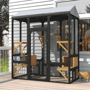 TIMHAKA 72  Catio Outdoor Cat Enclosure, Large Cat Catio for Multiple Cats, Outdoor Cats Enclosure with Waterproof Cover, Black & Yellow
