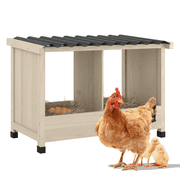 TIMHAKA Chicken Nesting Box, 2 Holes Wooden Chicken Coop w/ PVC Roof for Hens, Ducks, and Poultry