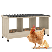 TIMHAKA Chicken Nesting Box, 3 Holes Wooden Chicken Coop w/ PVC Roof for Hens, Ducks, and Poultry