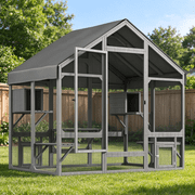 TIMHAKA 71" Large Outdoor Catio Enclosure w/ 7 Tiered Platforms, 2 Premium Resting Boxes, UV-Resistant Cover