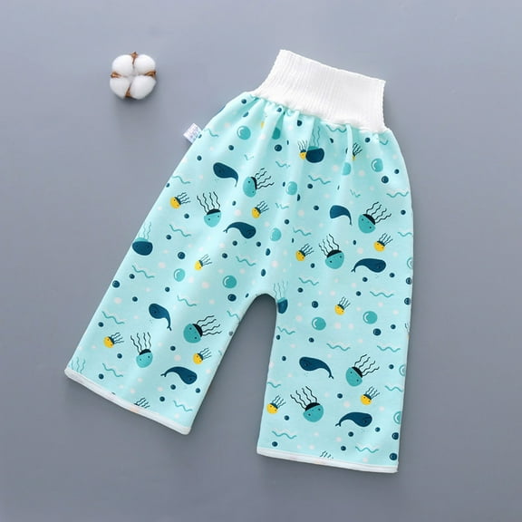 TIMIFIS Children Comfy Cotton Diaper Shorts, Baby Toddler Boys Girls Training Diapers Pants 2 in 1 Waterproof And Leakproof Elastic Waist Loose Shorts