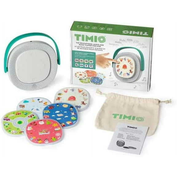 TIMIO Starter Kit: The Screen-Free, Interactive Educational Audio & Learning Toy from 2 Years on with 5 Discs 8 Languages DE/EN/FR/ES/IT/NL/CN/PT Player Starter disc set