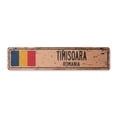 thumbnail image 1 of TIMISOARA ROMANIA Vintage Aluminum Street Sign Romanian flag city country road rustic metal tin wall gift | Indoor/Outdoor | 18" Wide, 1 of 4