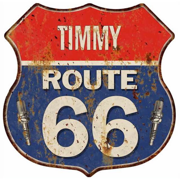 TIMMY Route 66 Sign Shield Metal Gift Man Cave Gift 211110002232