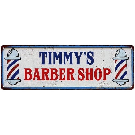 TIMMY'S Barber Shop Hair Salon Gift Metal Sign Retro 6x18 206180031462
