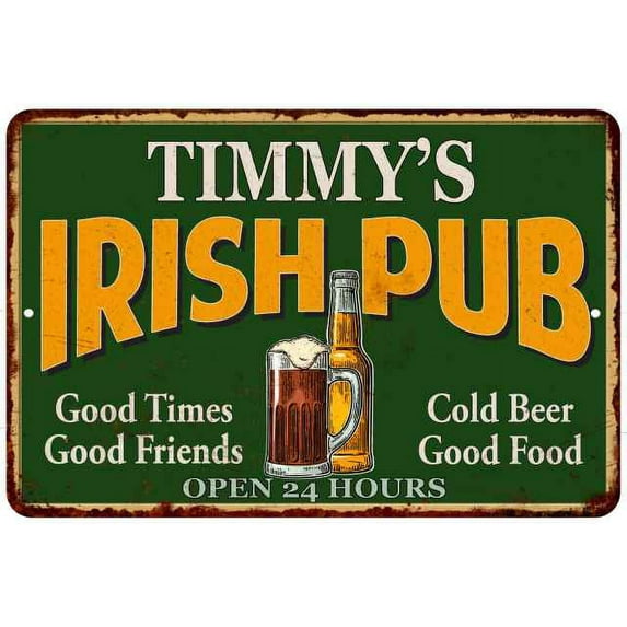 TIMMY'S Irish Pub Beer Metal Sign Bar Decor 8x12 208120013482