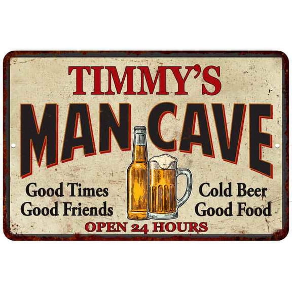 TIMMY'S Man Cave Gift Metal Sign Wall Decor Gift 12x18 112180011482
