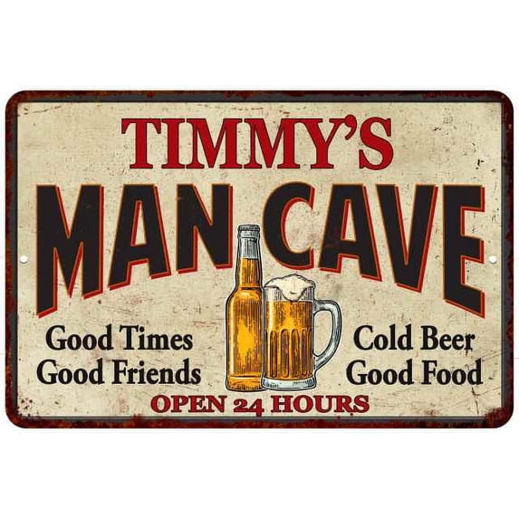 TIMMY'S Man Cave Metal Sign Wall Decor Gift 8x12 108120011482