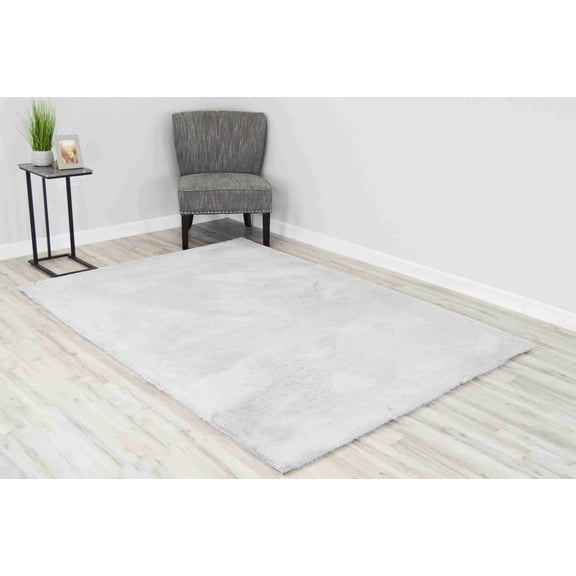 Modern Shaggy Abstract Geometric Rug for Living Room Bedroom (5'2"x7'5",Grey)