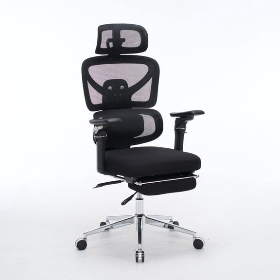 TIMOREN Ergonomic Office Office Desk Chair with Massage Lumbar Support, Adjustable Backrest and Seat Depth, 4D Headrest and 5D Armrests, Black Mesh Task Chair for Home Office