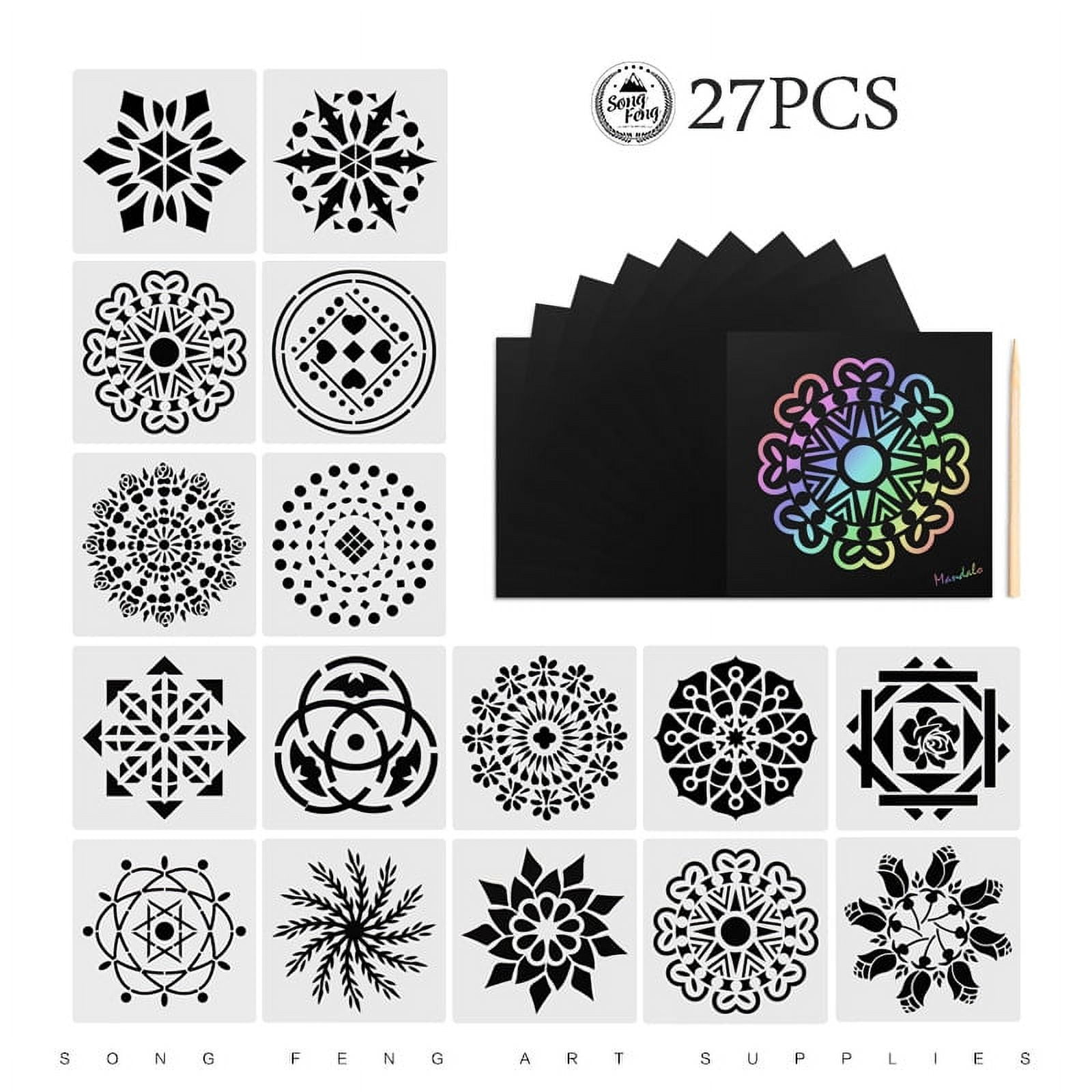 Hakkin 34PCS Mandala Dotting Tools Painting Kit,Rock Dot Paint Stencils  Tool Set Art Craft Supplies Gift Kit 
