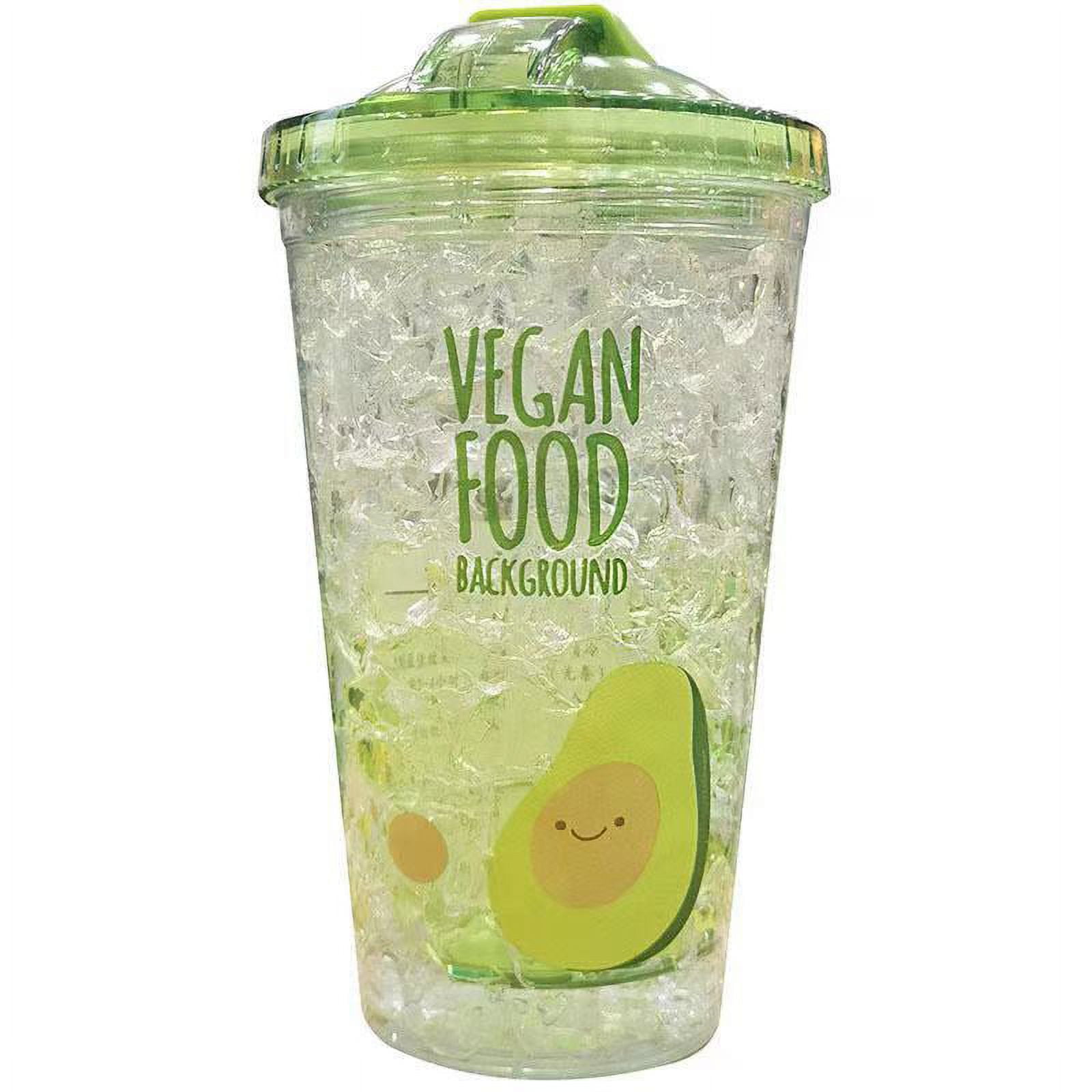 TIMPCV Summer Push Cover Double Layer Avocado Straw Plastic Cups 2 450ML